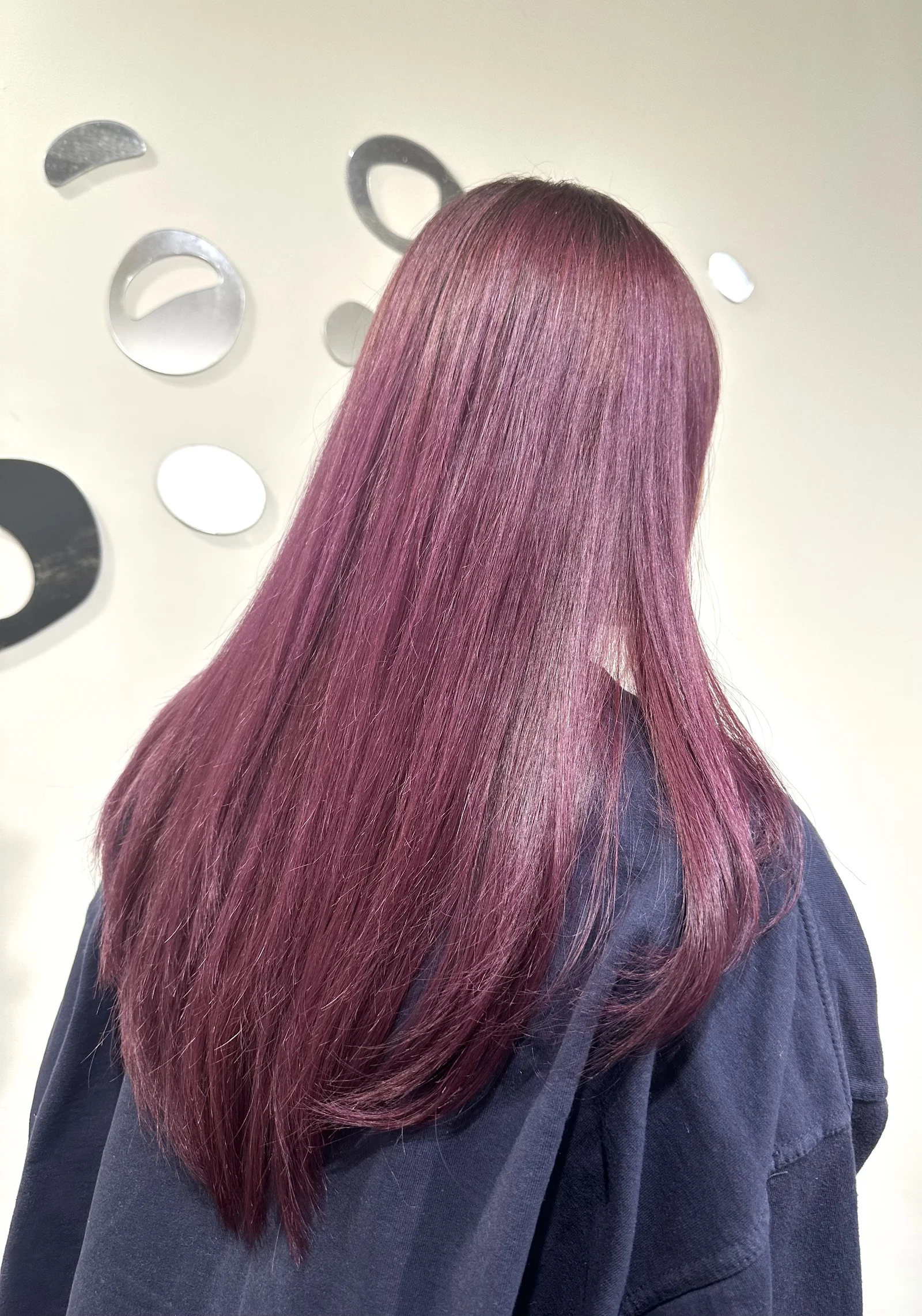 Rose magenta long straight hair